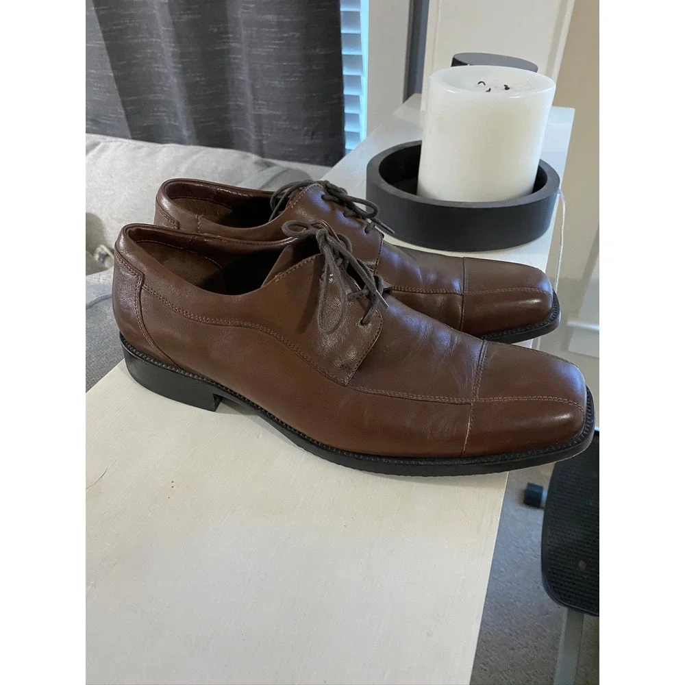 Johnston and Murphy‎ Mens Brown Leather Cap Toe Oxford Dress Shoes Size 12 M